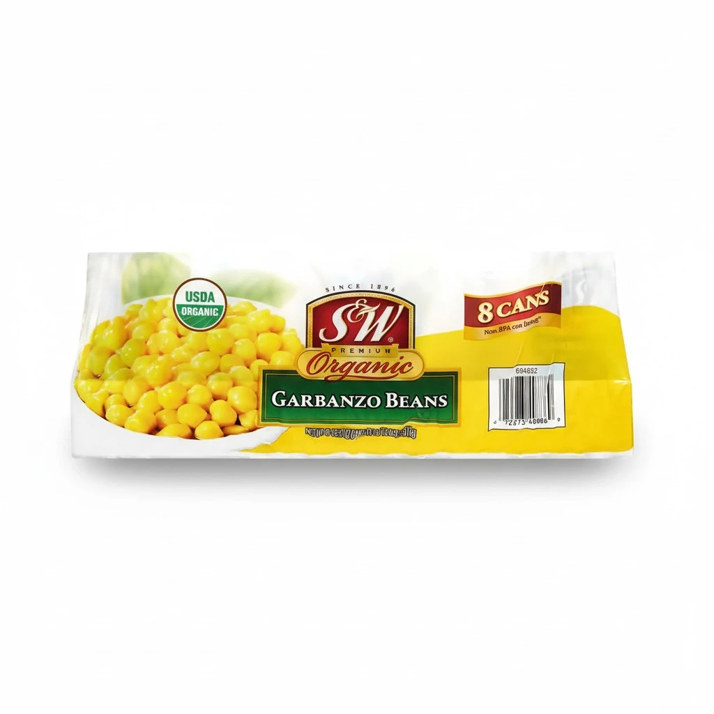 S&W, Organic Garbanzo Beans, 15.5 oz, 8-Count