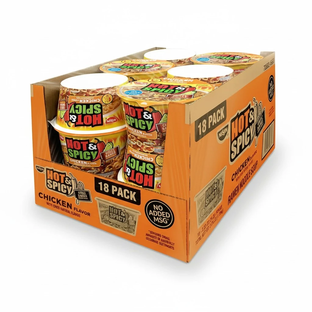 Nissin, Hot & Spicy Noodle Bowl, Chicken, 3.32 oz, 18-Count