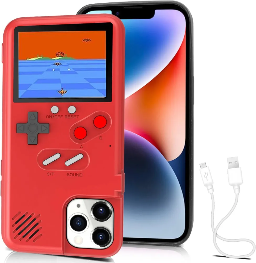 Game Phone Case, 168 Built-in Small Video Games, Red, Compatible with iPhone 11