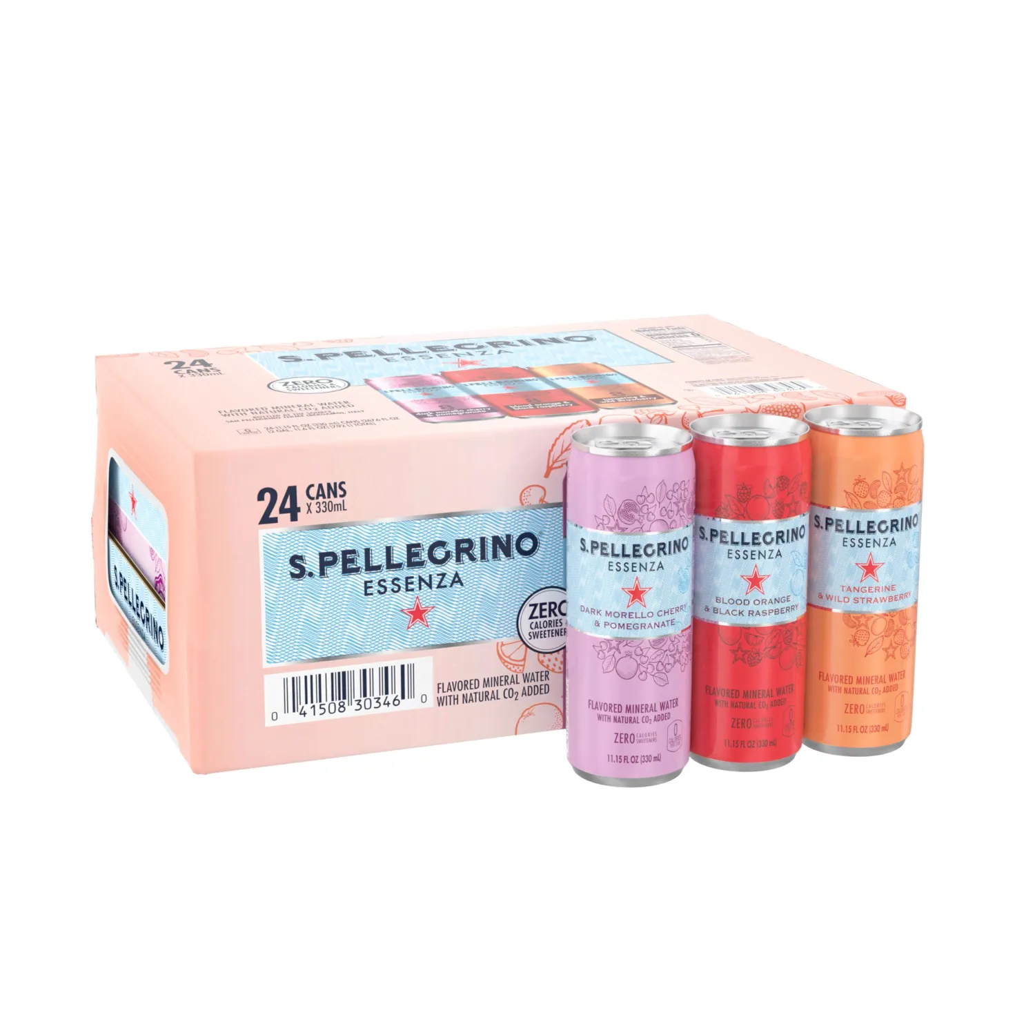 S.Pellegrino Essenza Flavored Mineral Water, Variety Pack Cans, 11.15 Fl Oz, Pack of 24