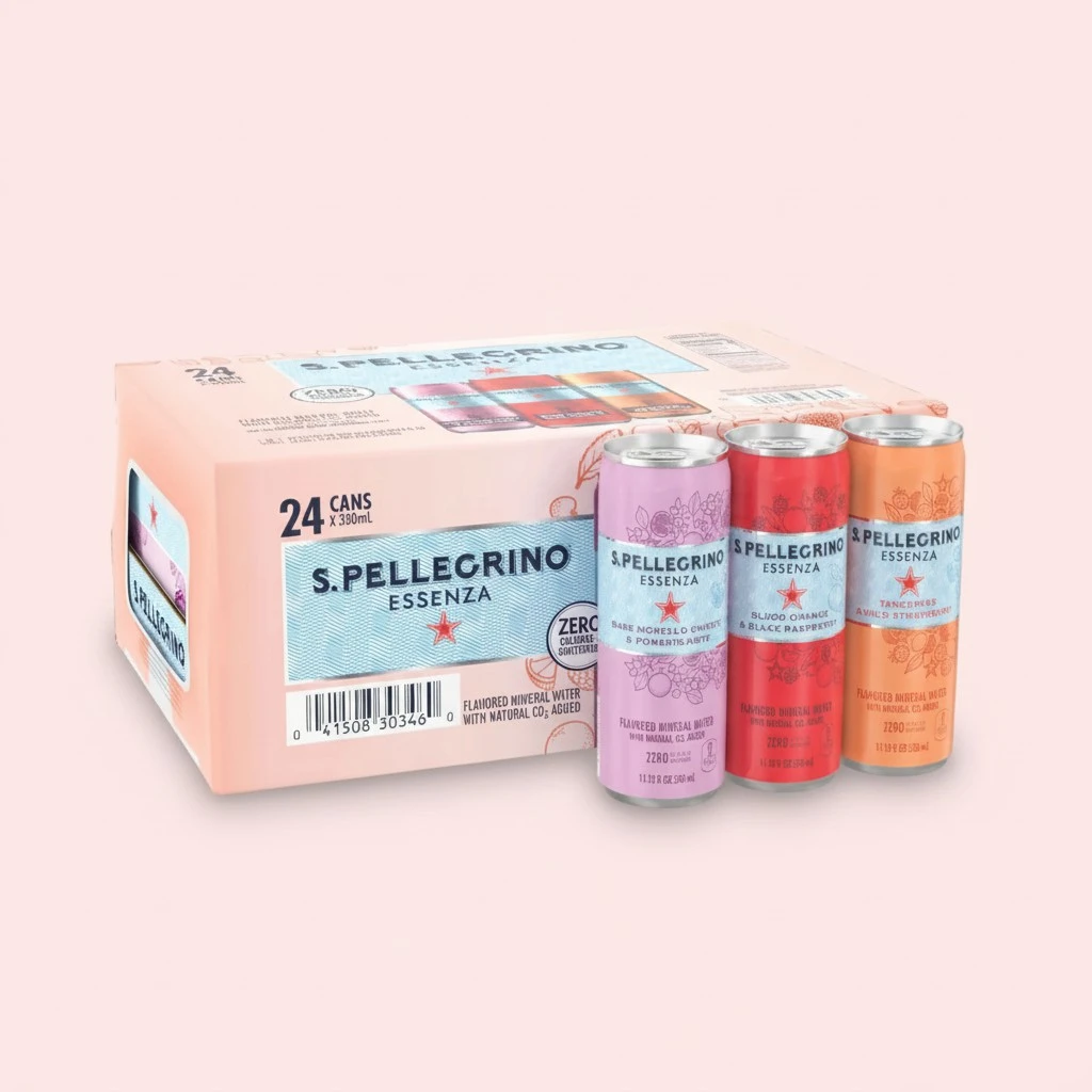 S.Pellegrino Essenza Flavored Mineral Water, Variety Pack Cans, 11.15 Fl Oz, Pack of 24