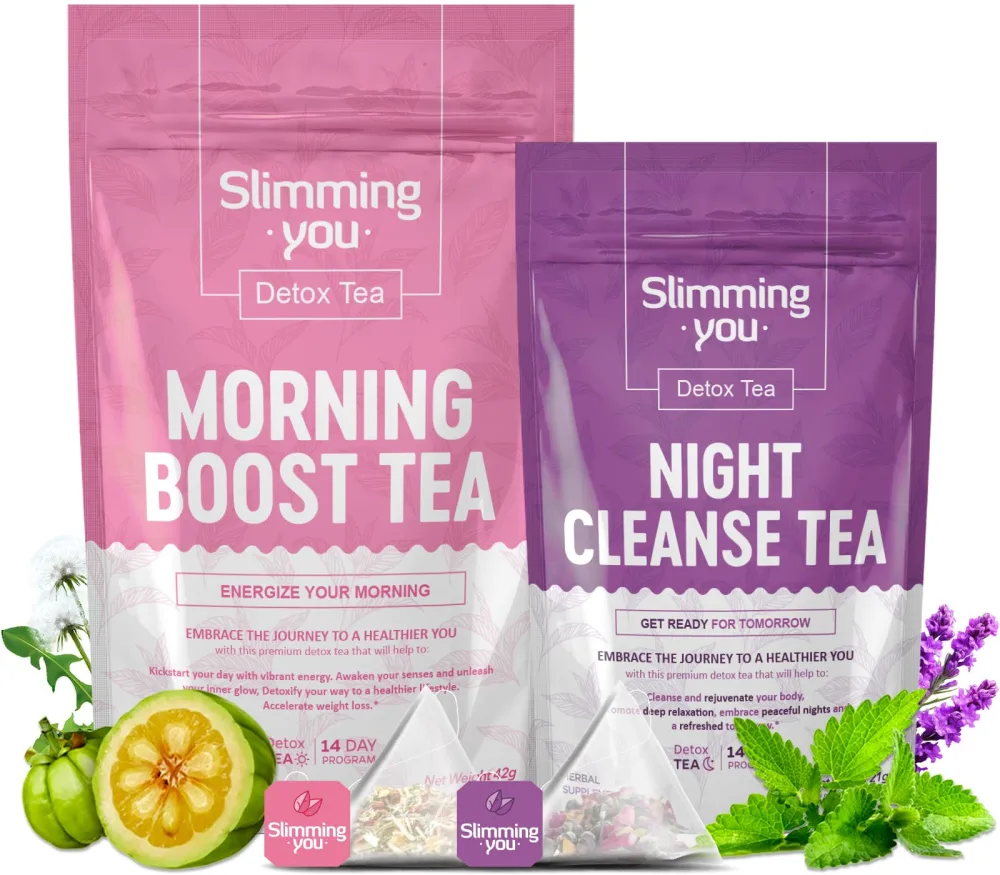 TAOISTEA Detox Tea 14 Day Herbal Tea, Detox Cleanse for Weight Loss, Colon Cleanse and Digestive Health- 1 Morning Boost Tea (14 Bags) & 1 Night Cleanse Tea (7 Bags)