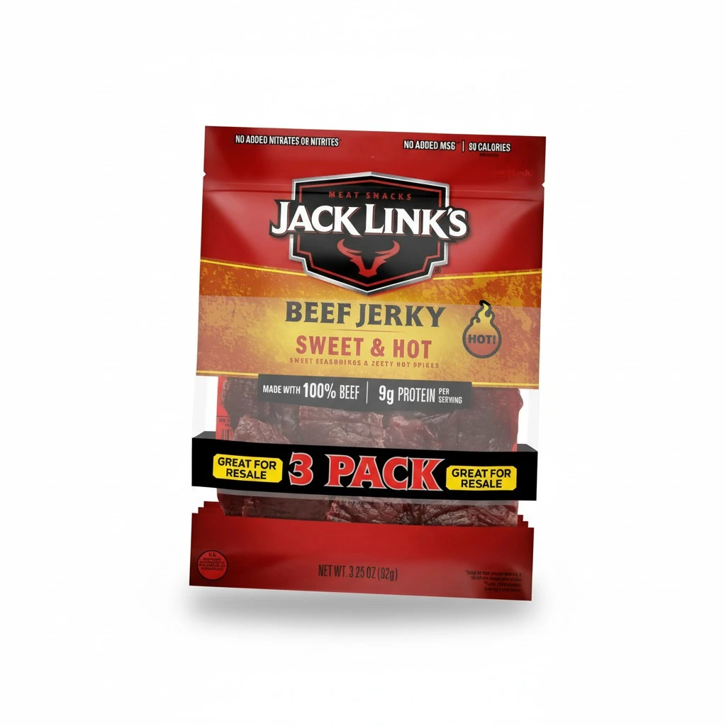 Jack Link's Beef Jerky, Sweet and Hot, 3.25 oz, 3-count