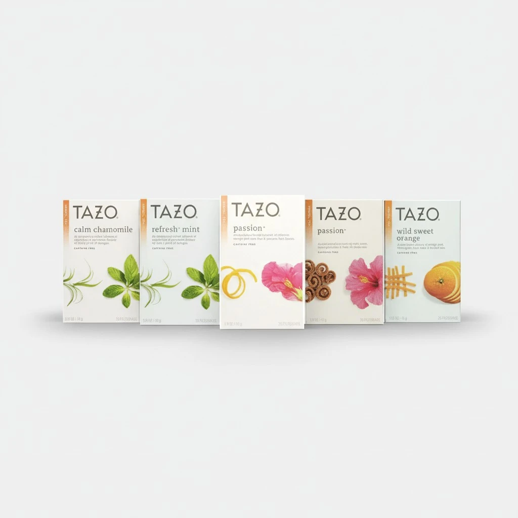 Tazo Herbal Tea 5 Flavor Variety Pack Sampler (Pack of 5, 100 Bags Total)