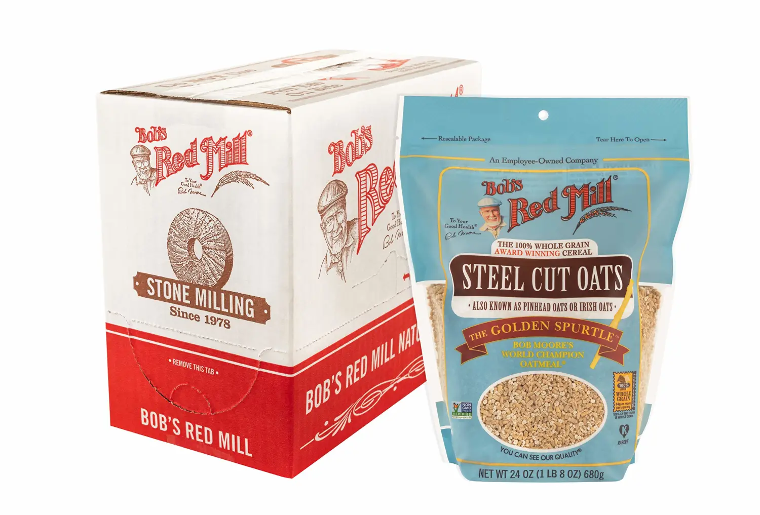 Bob's Red Mill Steel Cut Oats, 24oz (Pack of 4) - Non GMO, Whole Grain, Vegan, Kosher