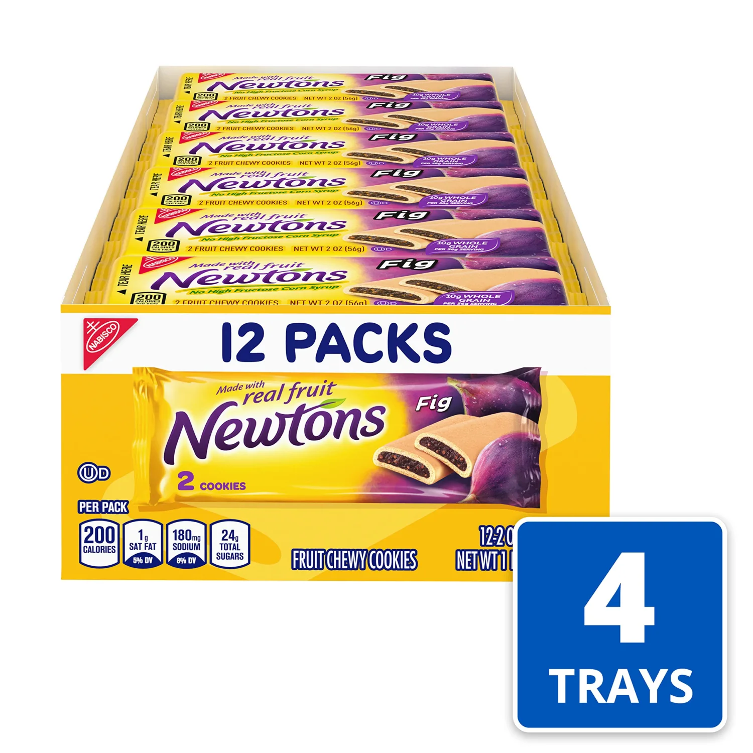 Fig Newtons Soft & Fruit Chewy Fig Cookies, (Fig Bars), 48 Snack Packs (2 Cookies Per Pack, 4 Boxes)
