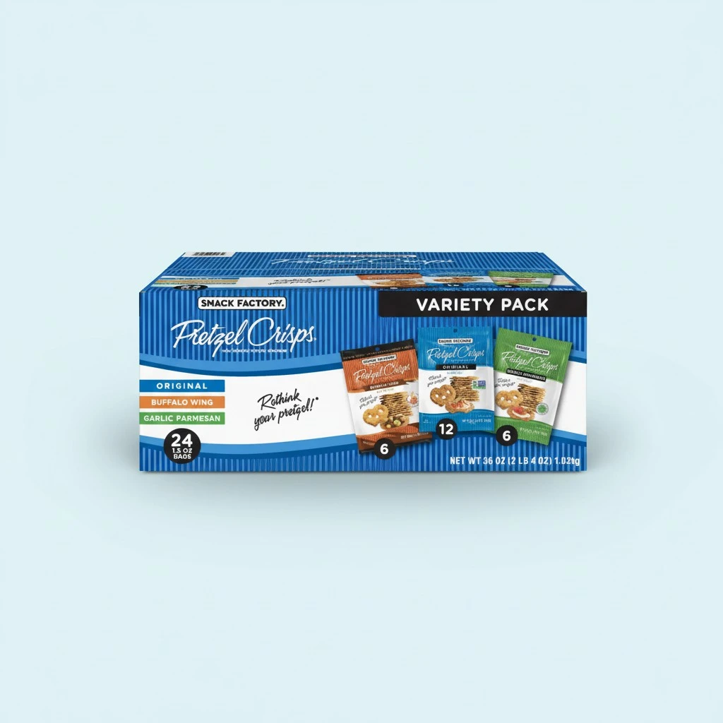Snack Factory Pretzel Crisps Variety Pack, Individual 1.5 Ounce (Pack of 24)