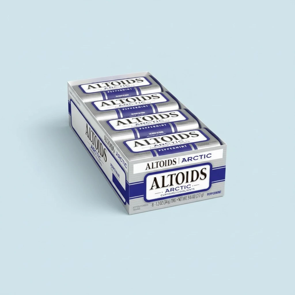 ALTOIDS Arctic Peppermint Breath Mints - Altoid Hard Candy Bulk Pack, 1.2 oz Tin, Pack of 8