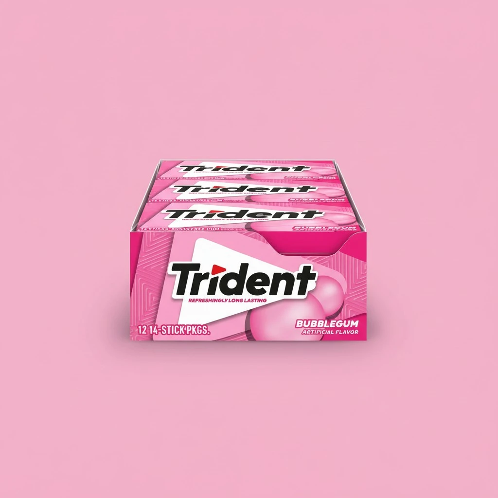 Trident Bubblegum Sugar Free Gum, 12 Packs of 14 Pieces (168 Total Pieces)