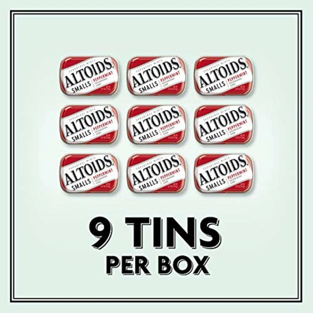 ALTOIDS Sugar-Free Mints - ALTOIDS Smalls Peppermint Breath Mints, 0.37 Ounce Tin, Pack of 9 - Altoid Breath Mint