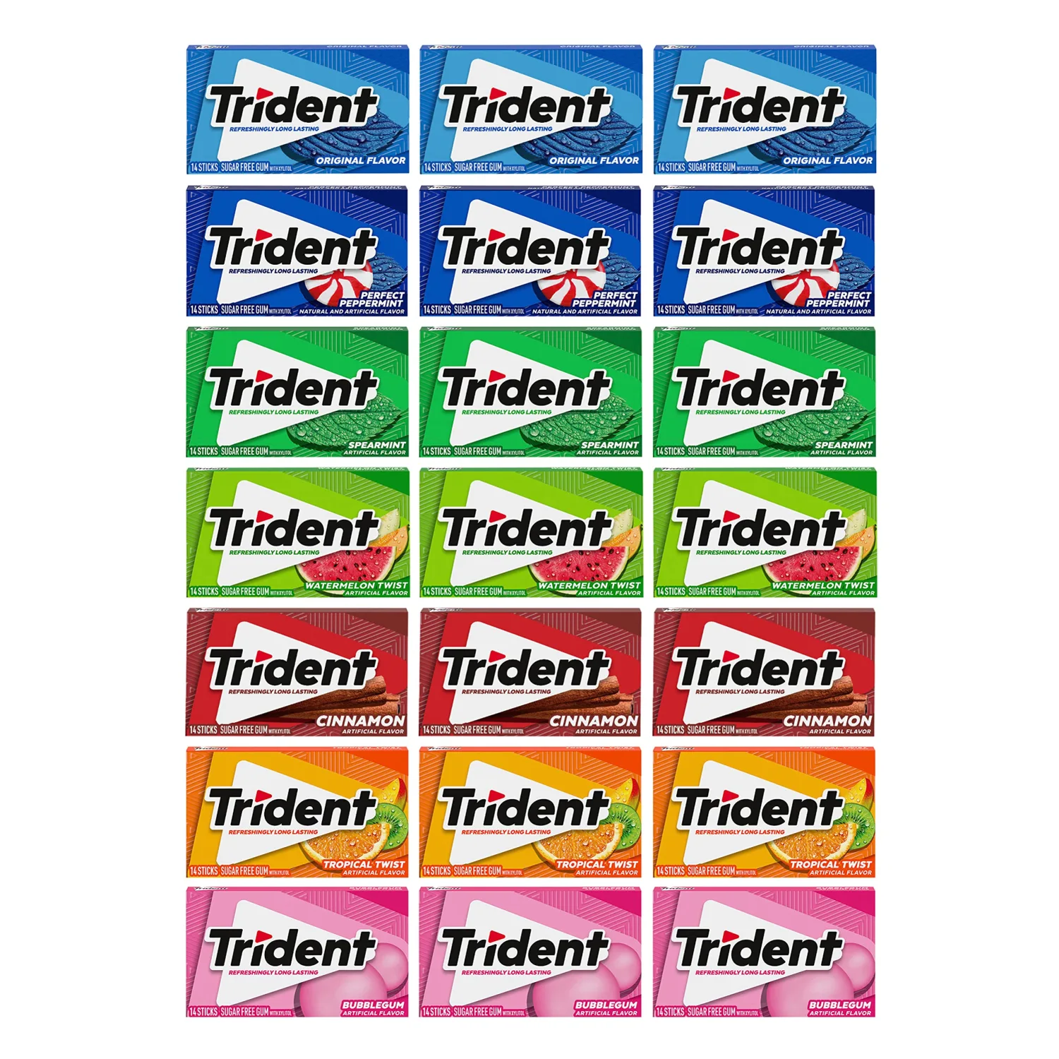Trident Sugar Free Gum Variety Pack, 21 Packs of 14 Pieces (294 Total Pieces)