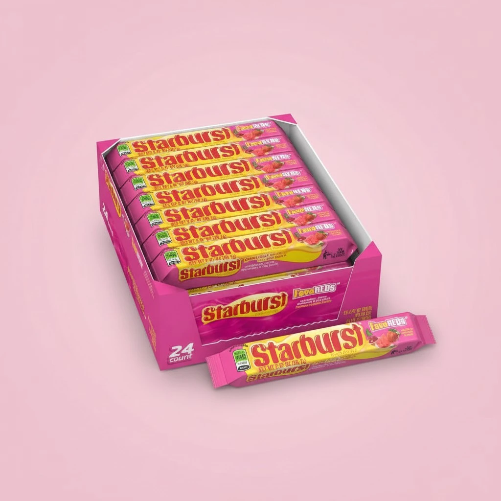 STARBURST FaveREDS Chewy Candy Bulk Pack, Full Size, 2.07 oz, (Pack of 24)
