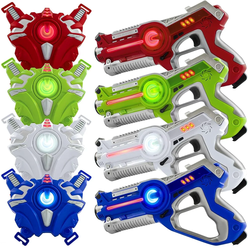 Laser Tag Sets Gun Vest - Infrared Laser Tag Set 4 Guns 4 Vests - Laser Tag Gun Toys for Indoor Outdoor - Laser Tag Game Set Best Gift Boys Girls – Original – by Play22