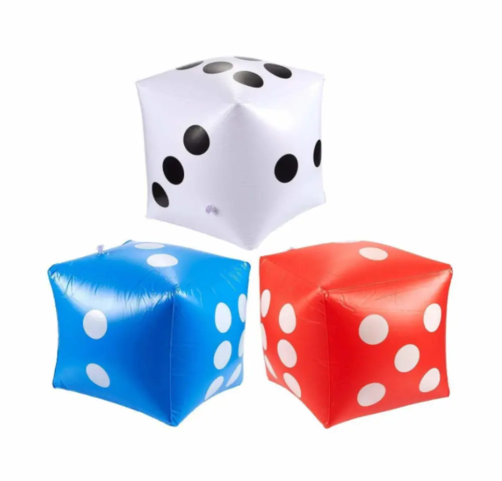 3 Pcs 14" Jumbo Inflatable Giant Dice for Outdoor Game Pool Party (White, Blue, Red)