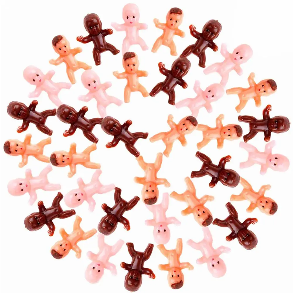 VEYLIN 72Pcs 1 Inch Mini Plastic Babies Mixed Race, Small Cute Babies Figurines for Ice Cube Baby Shower My Water Broke Game