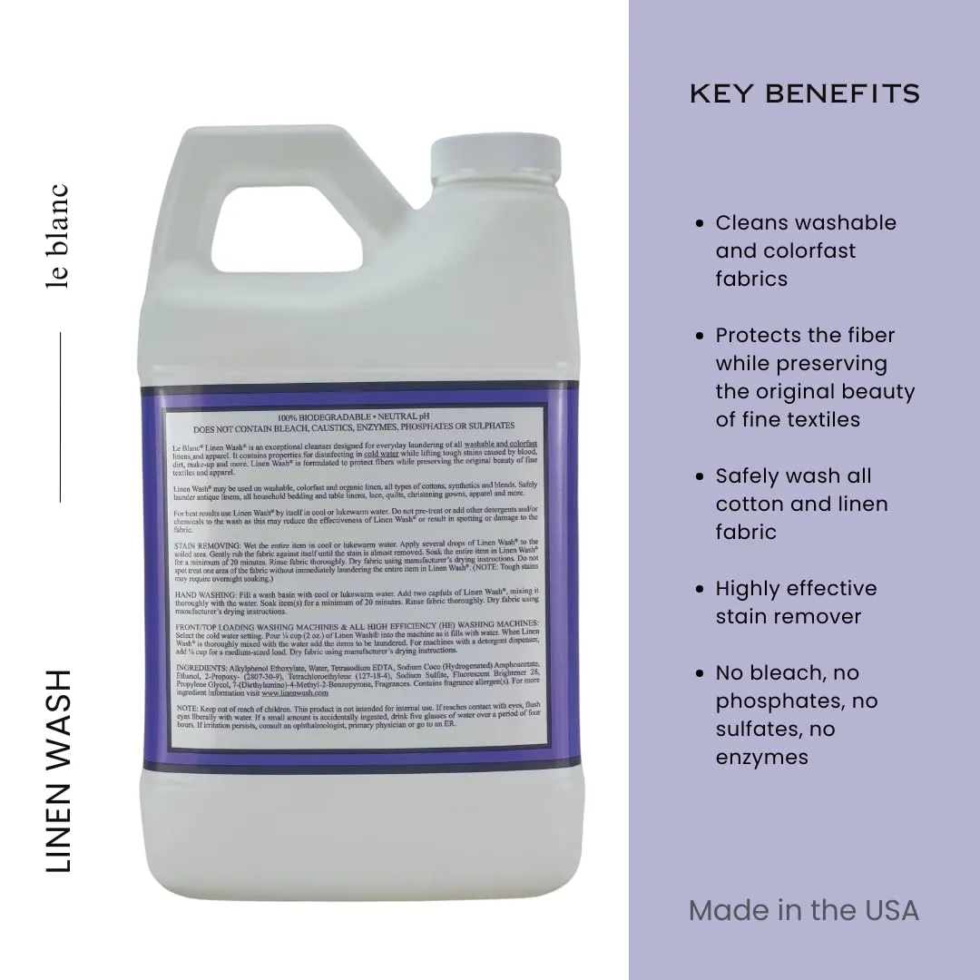 Le Blanc® Lavender Linen Wash® – Luxury Laundry Cleanser for Bed & Table Linens- 64 oz. (1 pack)