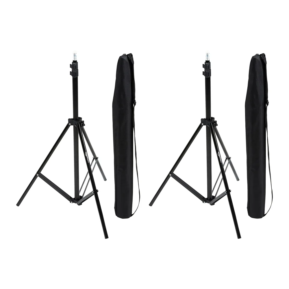 Zinc Basics Aluminum Light Photography Tripod Stand with Case - Pack of 2, 2.8 - 6.7 Feet, 3.66 Pounds, Black