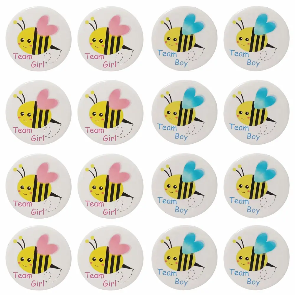 40 Pack Bee Gender Reveal Button Pins, Team Boy Girl Button Pins for Gender Reveal Party Games Baby Shower Party Ideas