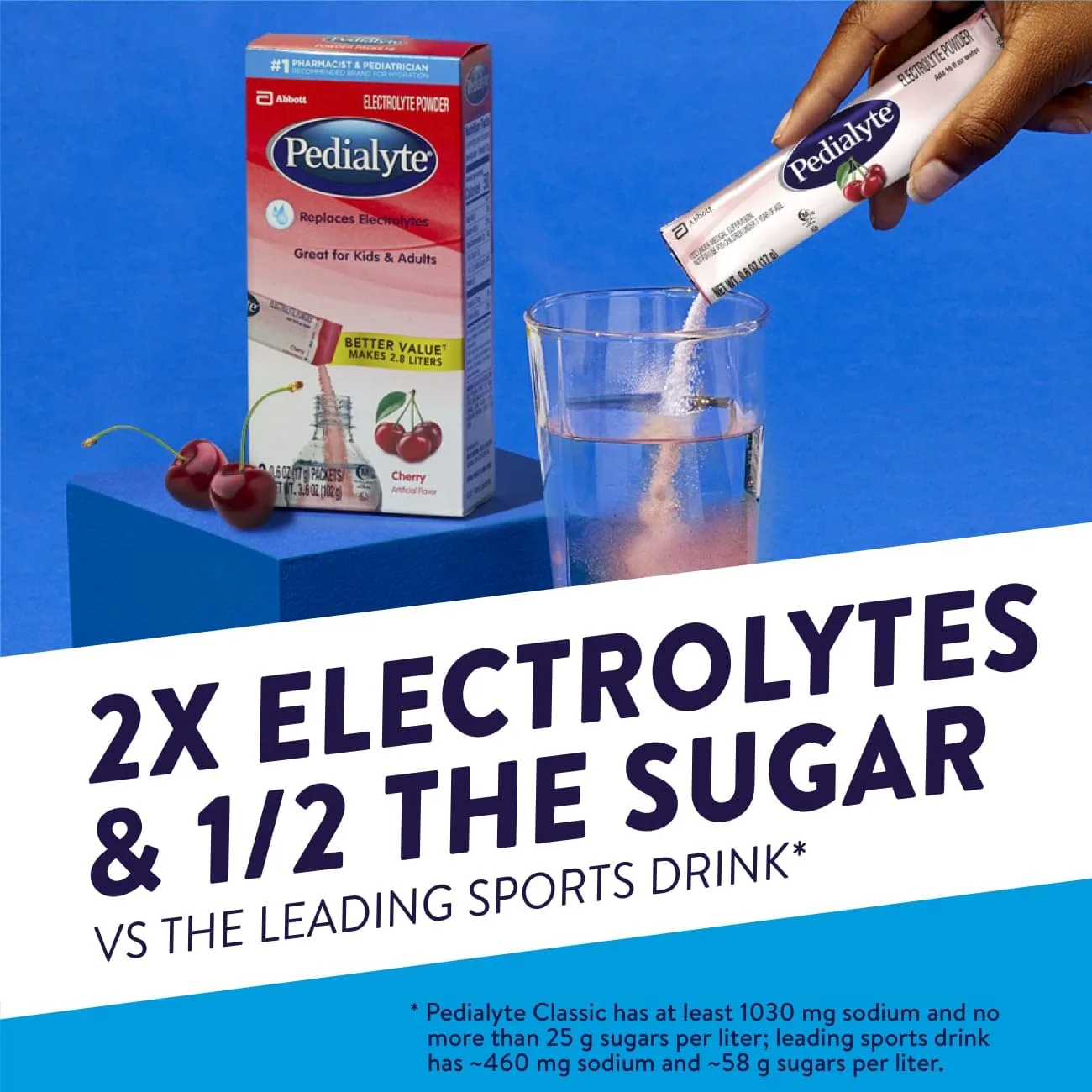 Pedialyte Electrolyte Powder Packets, Cherry, Hydration Drink, 18 Single-Serving Powder Packets