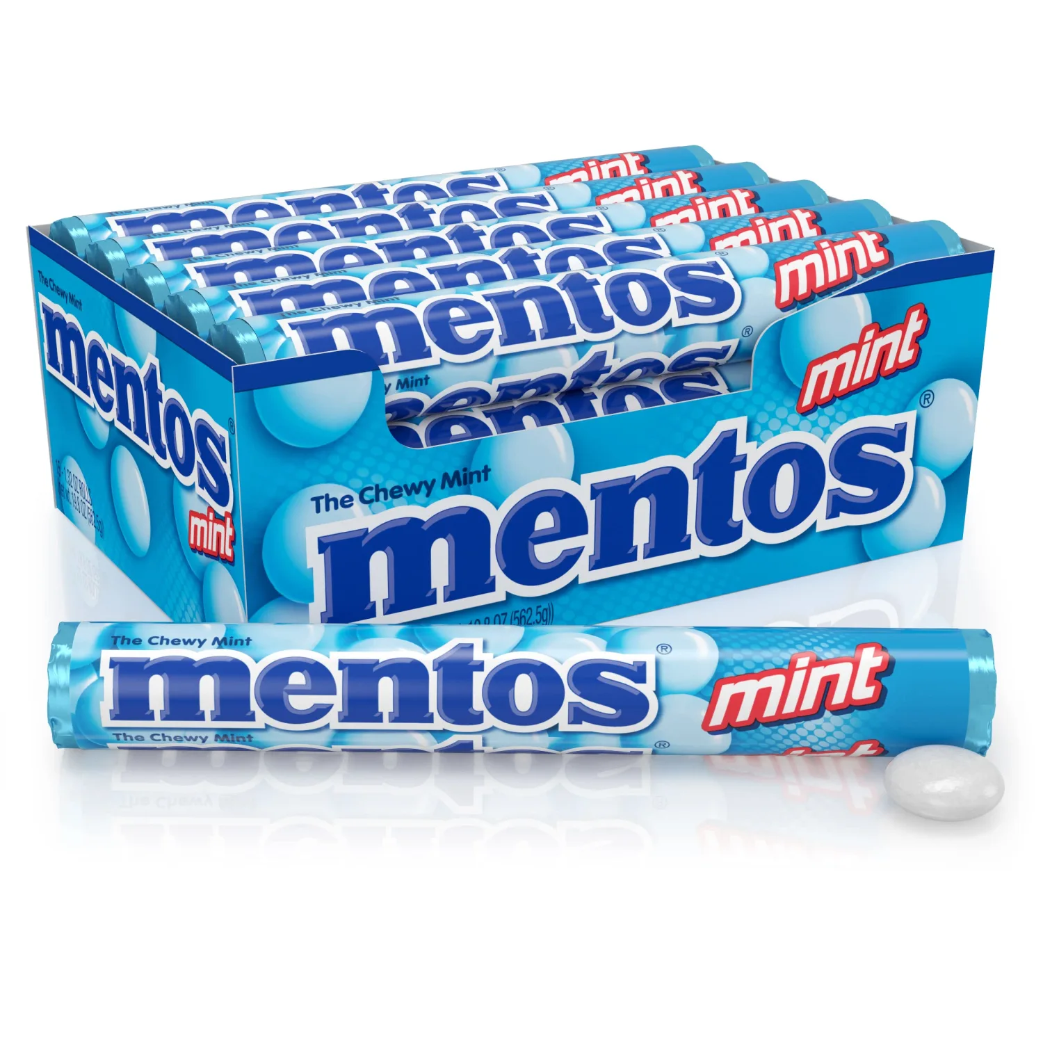 Mentos Chewy Mint Candy Roll, Mint, Non Melting, Party, 14 Pieces (Bulk Pack of 15) - Packaging May Vary