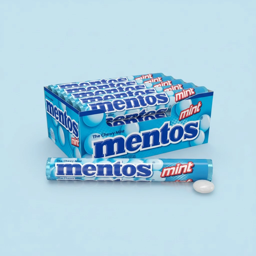 Mentos Chewy Mint Candy Roll, Mint, Non Melting, Party, 14 Pieces (Bulk Pack of 15) - Packaging May Vary