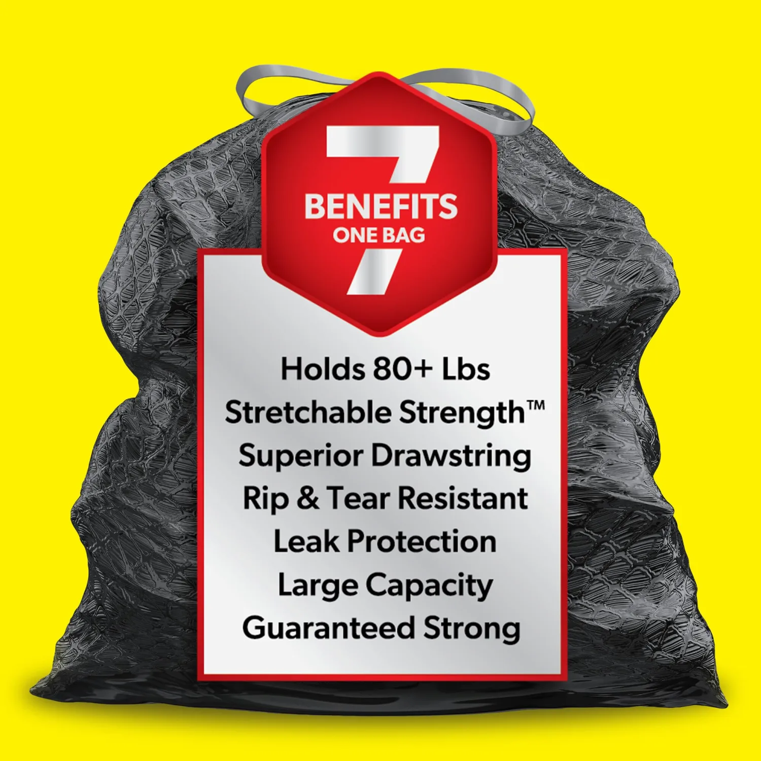 Glad Large Drawstring Trash Bags, ForceFlex 30 Gallon Black Trash Bags, 50 Count (Package May Vary)