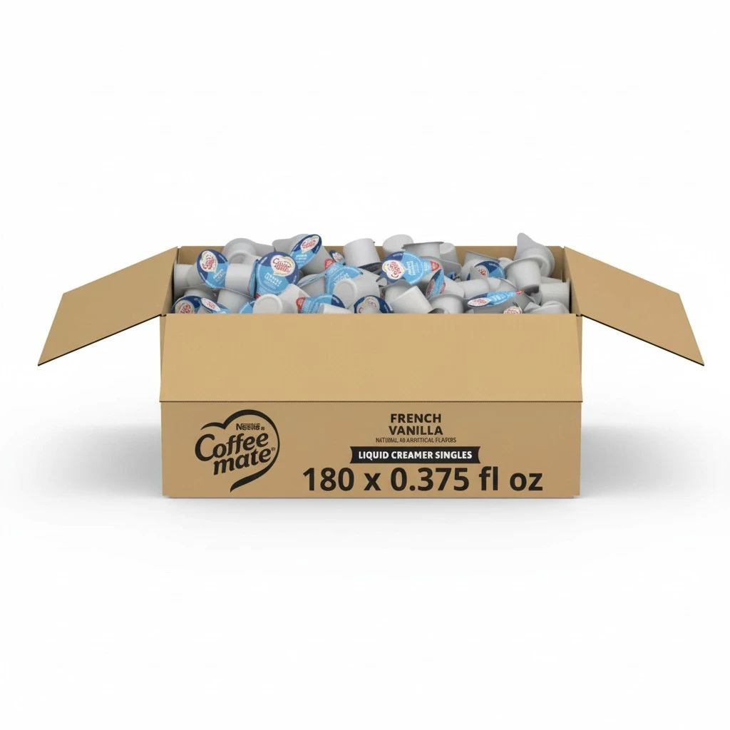 Nestle Coffee mate Coffee Creamer, French Vanilla, Liquid Creamer Singles, Non Dairy, No Refrigeration, 0.375 fl oz Tubs (Pack of 180)