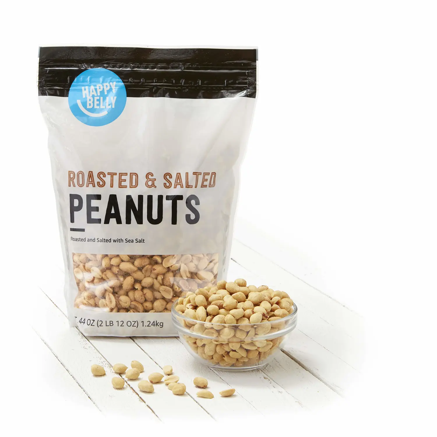 Amazon Brand - Happy Belly Roasted and Salted Peanuts, 44 ounce (Pack of 1)
