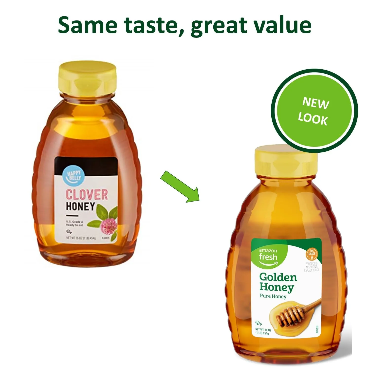 Amazon Fresh, Golden Honey, 16 Oz (Previously Happy Belly, Packaging May Vary)