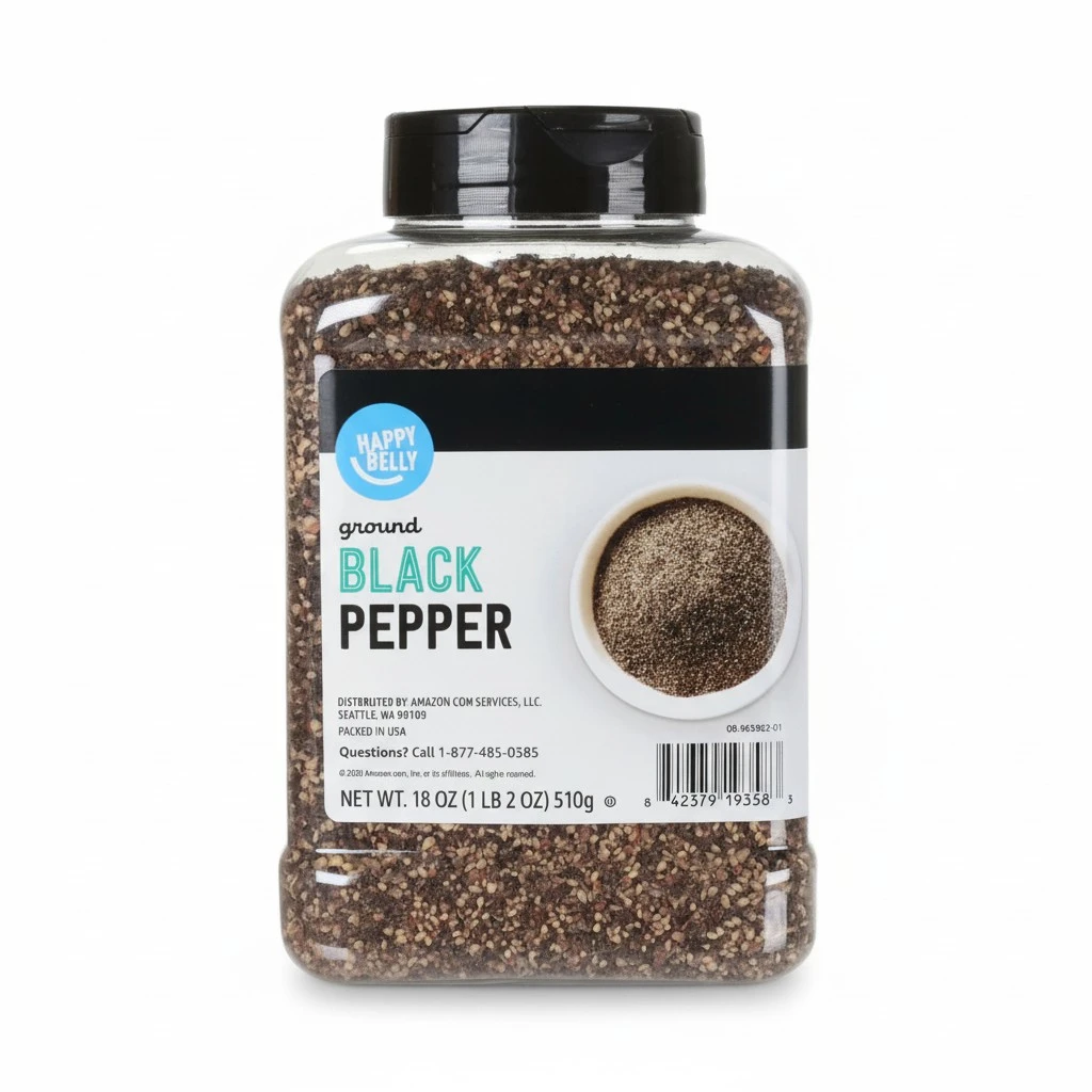 Amazon Brand - Happy Belly Black Pepper, Coarse Ground, 18 oz