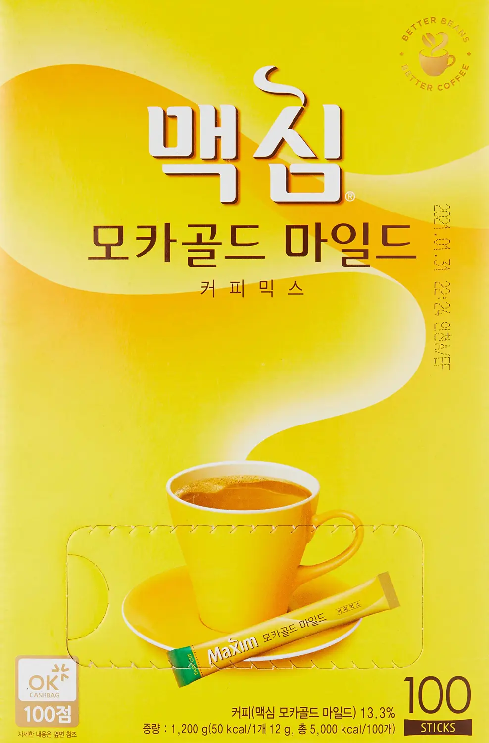 Maxim Mocha Gold Mild Coffee Mix 12g X 100pc (2.64 Pound)
