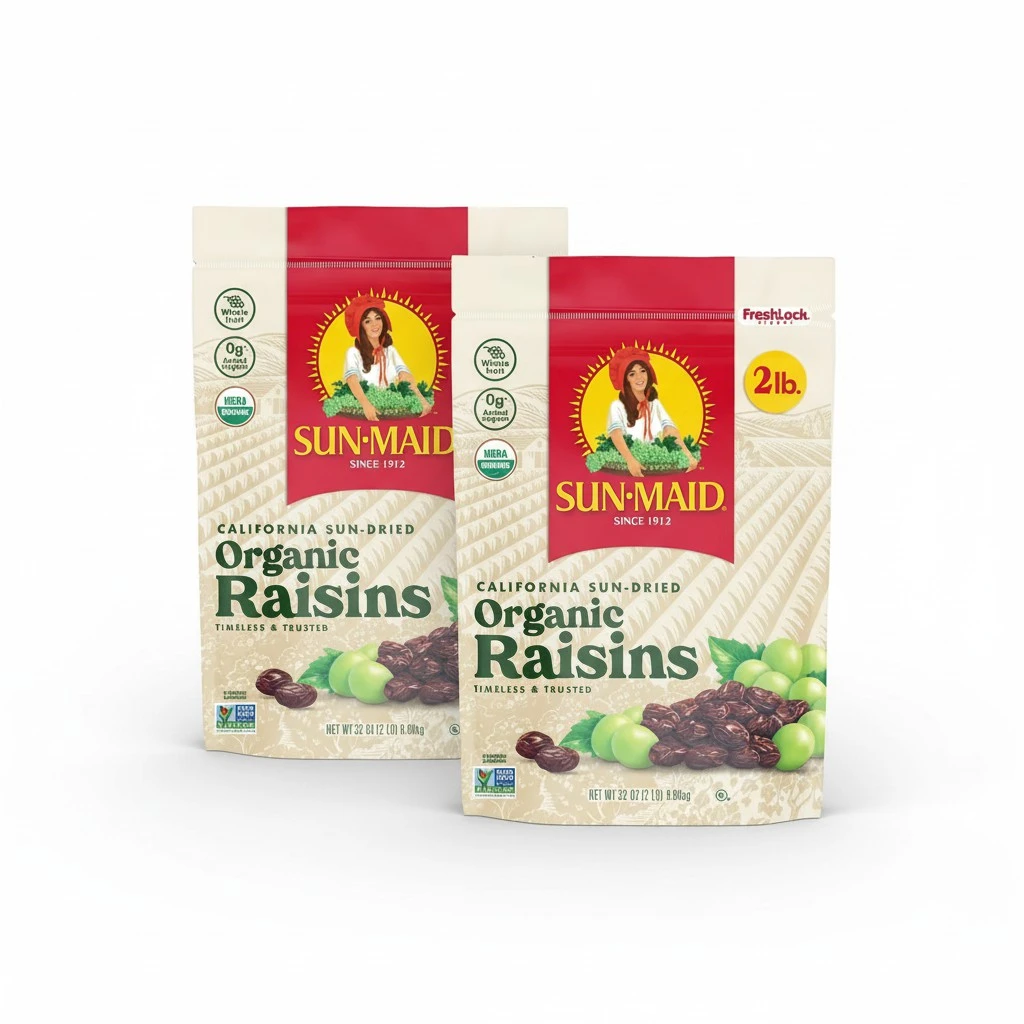 Sun-Maid Organic California Sun-Dried Raisins - (2 Pack) 32 oz Resealable Bag - Organic Dried Fruit Snack for Lunches, Snacks, and Natural Sweeteners