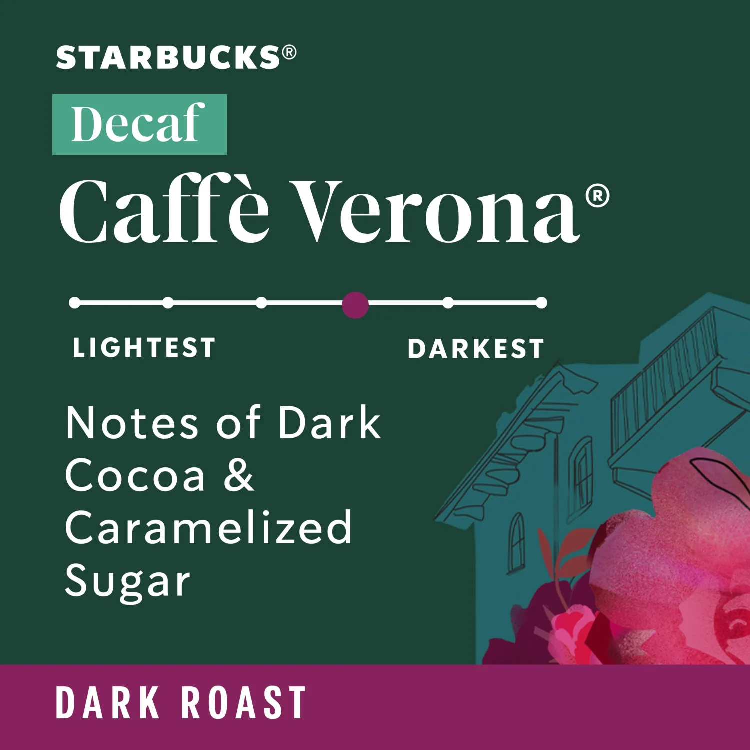Starbucks Ground Coffee, Dark Roast Coffee, Decaf Caffè Verona, 100% Arabica, 6 bags (12 oz each)