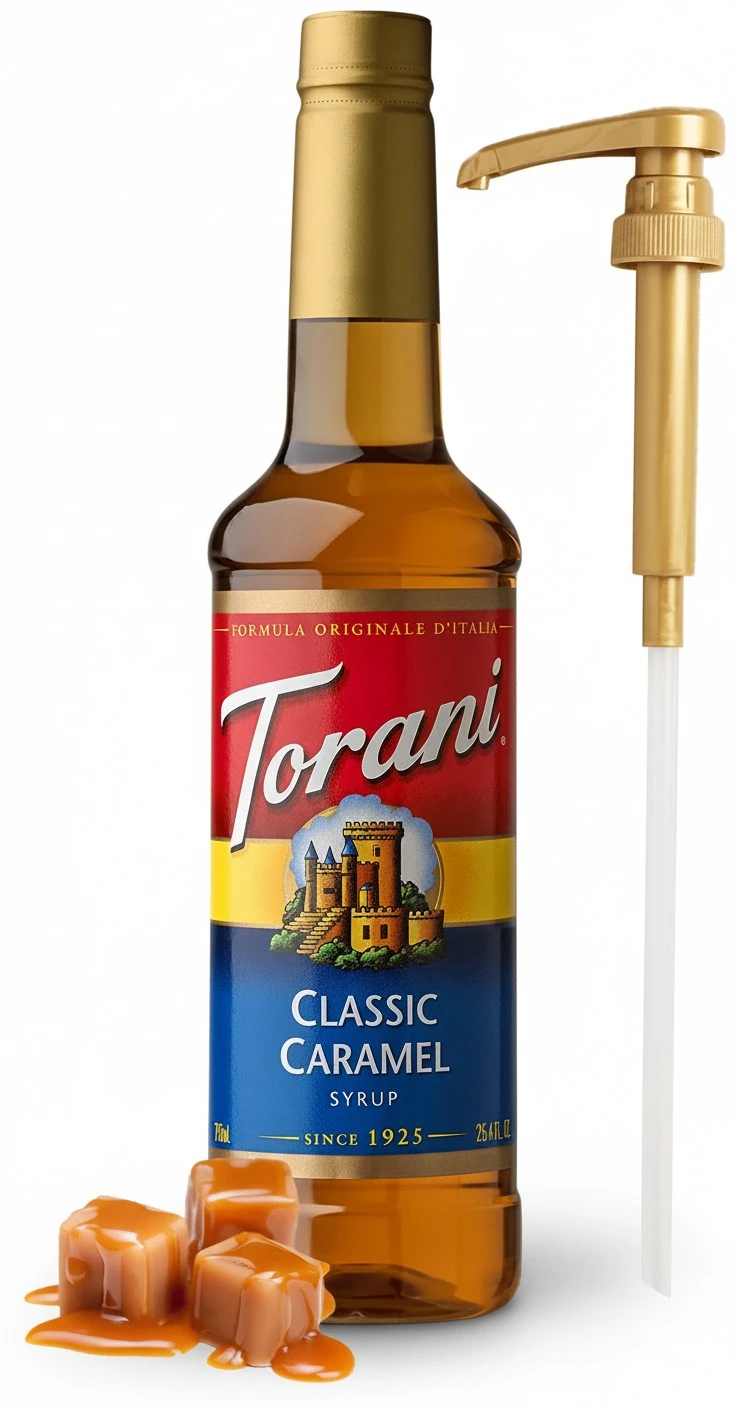 Classic Caramel Syrup for Coffee 25.4 Ounces Coffee Flavoring for Drinks with Fresh Finest Coffee Syrup Pump