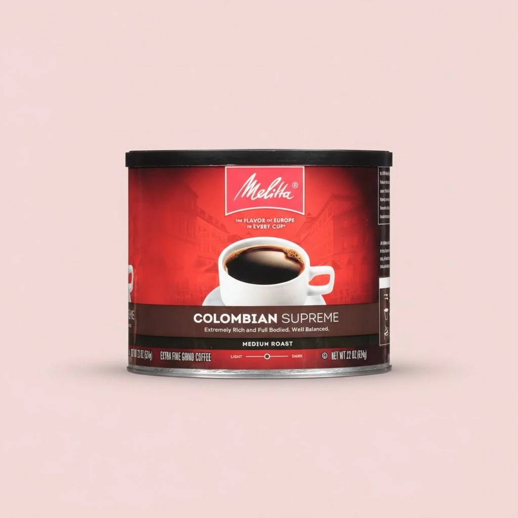 Melitta Colombian Supreme Coffee, Medium Roast, Extra Fine Grind, 22 Ounce Can