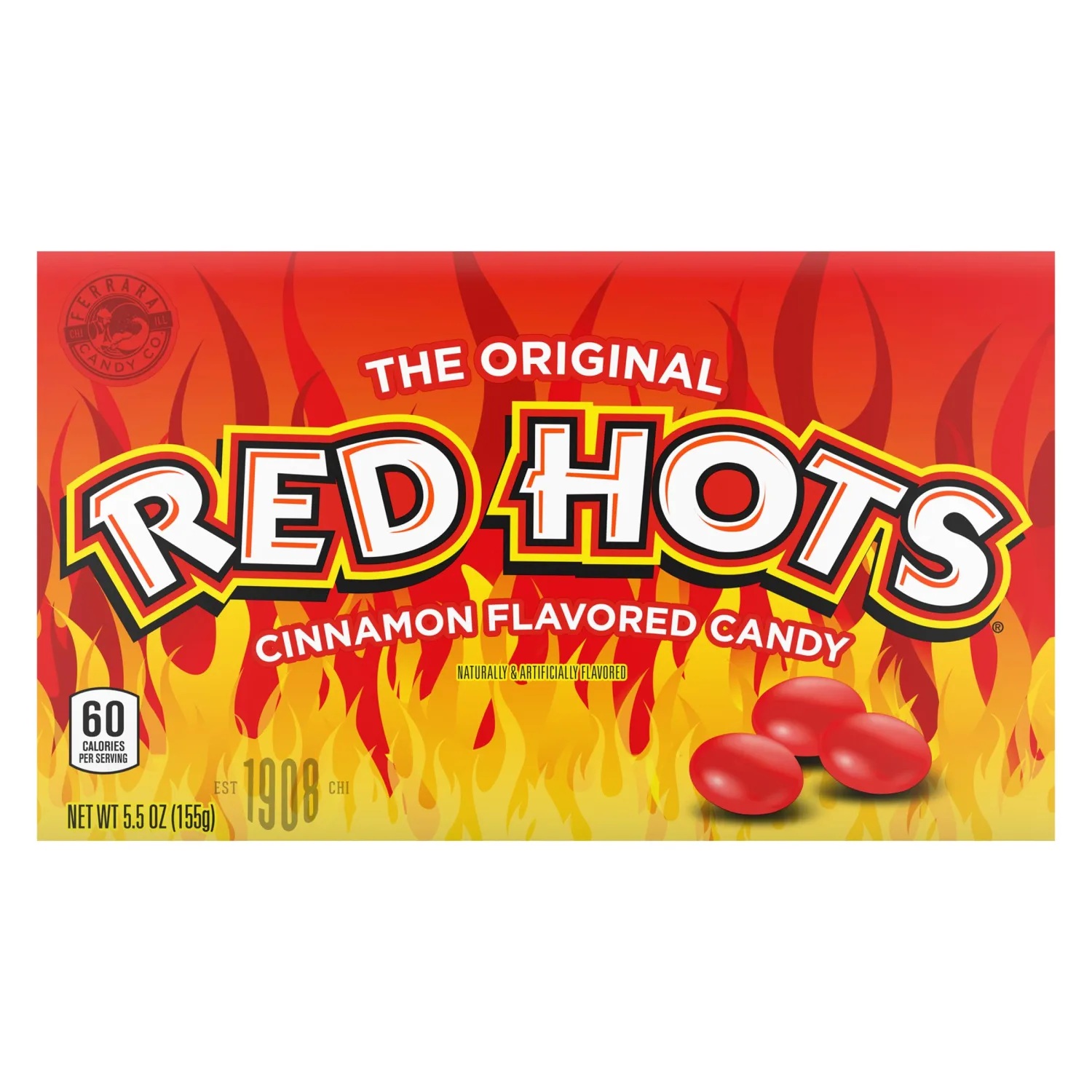Wonka Red Hots, Cinnamon Flavored Hard Candy, 5.5 Ounce Theater Candy Boxes (Pack of 12)