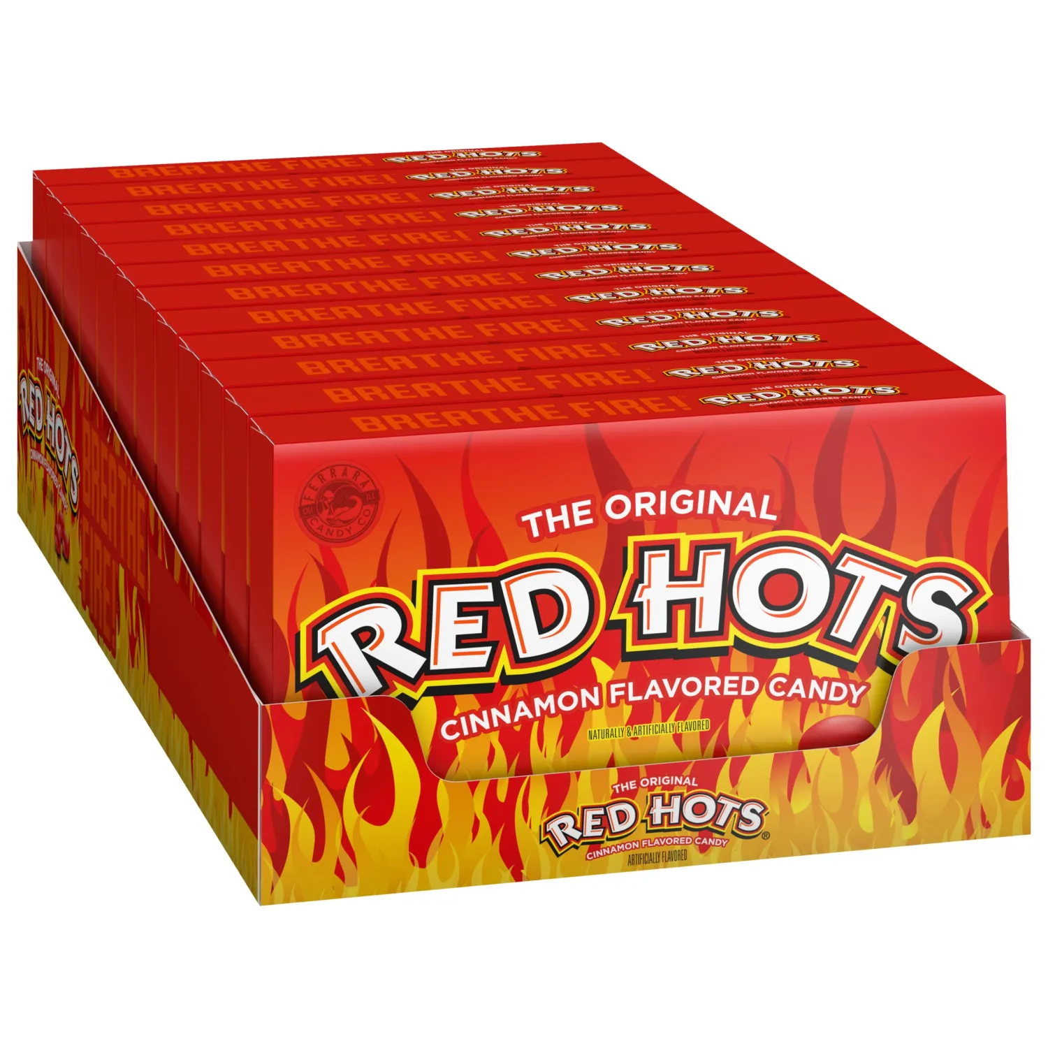 Wonka Red Hots, Cinnamon Flavored Hard Candy, 5.5 Ounce Theater Candy Boxes (Pack of 12)