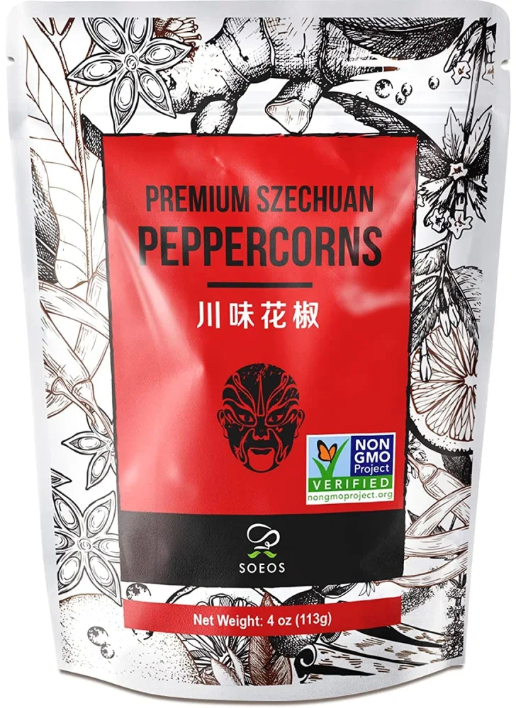 Soeos Sichuan Peppercorns, 4 Ounce(113g), Authentic Szechuan Red Peppercorn, Numbing and Tingle Effect, Less Seeds, Strong Flavor, Essential for Mapo Tofu, Kung Pao Chicken and Asine Cusine