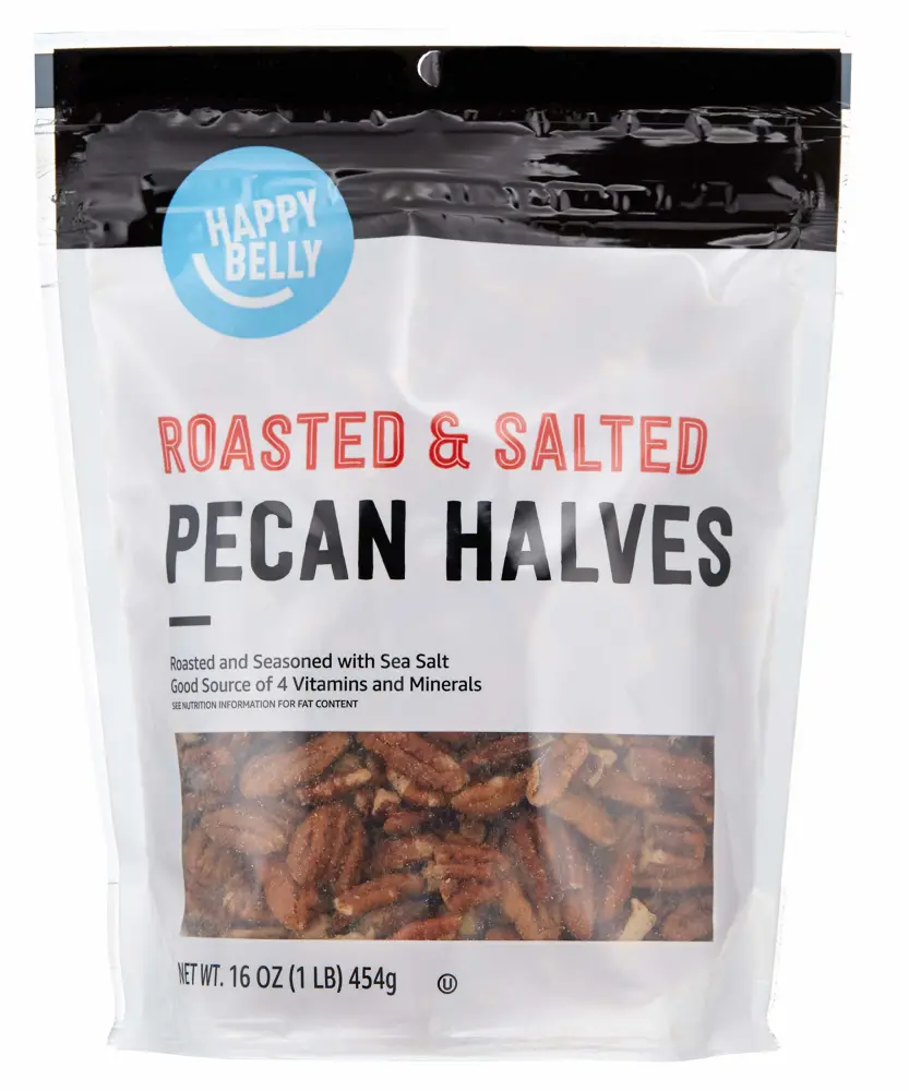 Zinc Brand - Happy Belly Roasted and Salted Pecan Halves, 16 Ounce