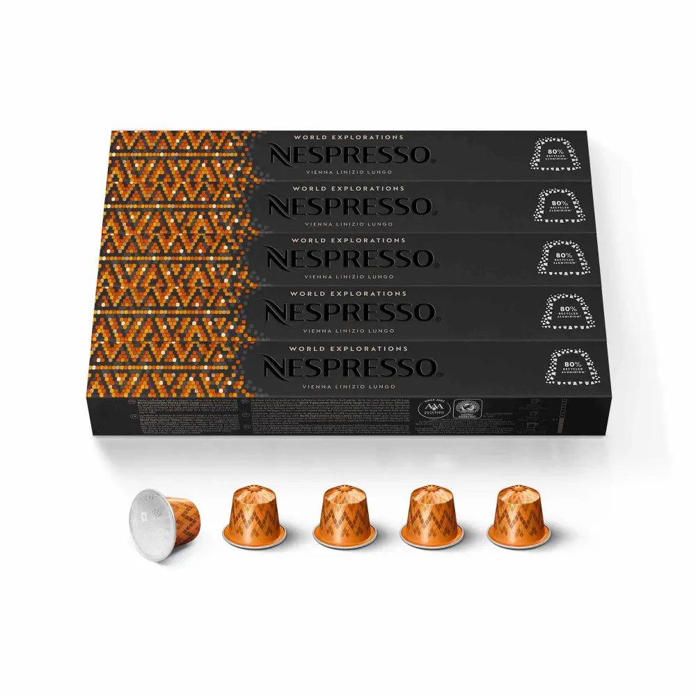 Nespresso Capsules Original Line, Vienna Lungo, Medium Roast Coffee, 50-Count Espresso Coffee Pods,