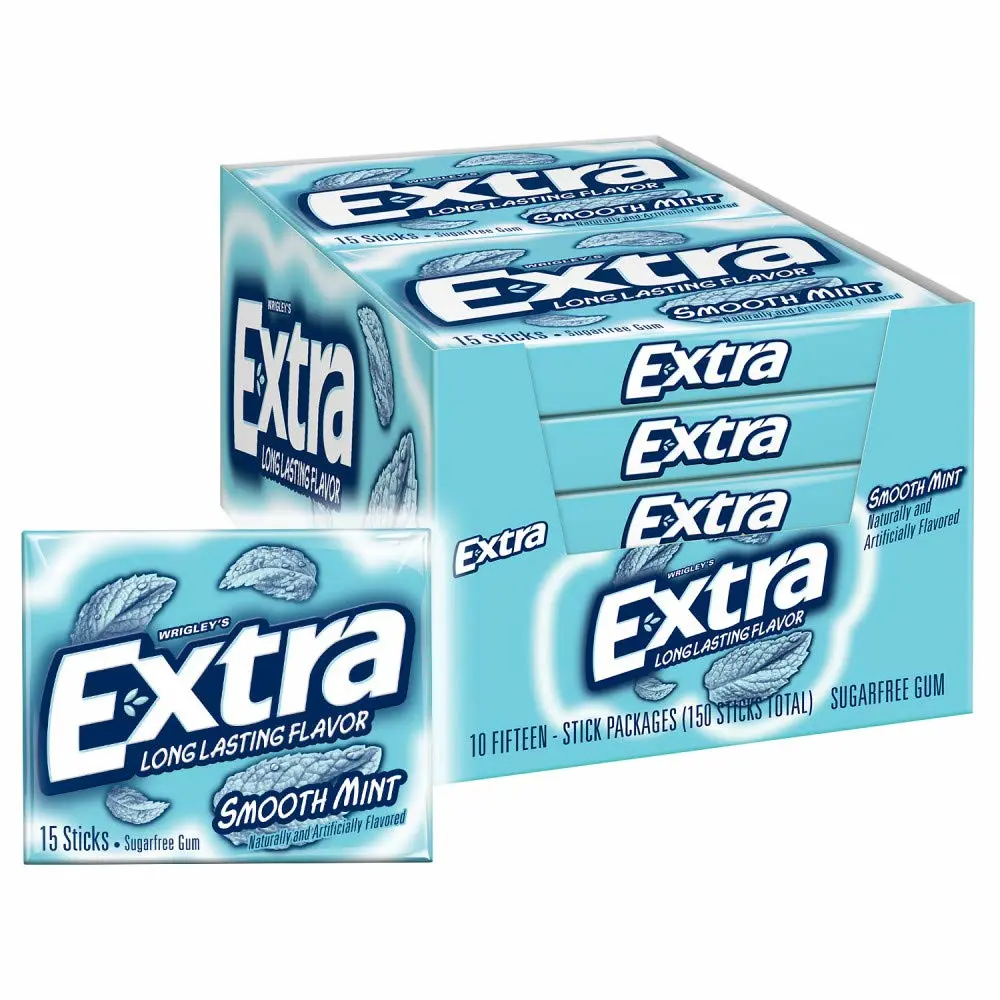 Extra Smooth Mint Sugarfree Gum 15 Count (Pack of 10)