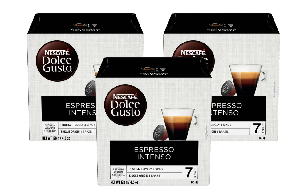 Nescafe Dolce Gusto Coffee Pods, Espresso Intenso, 16 capsules (Pack of 3)