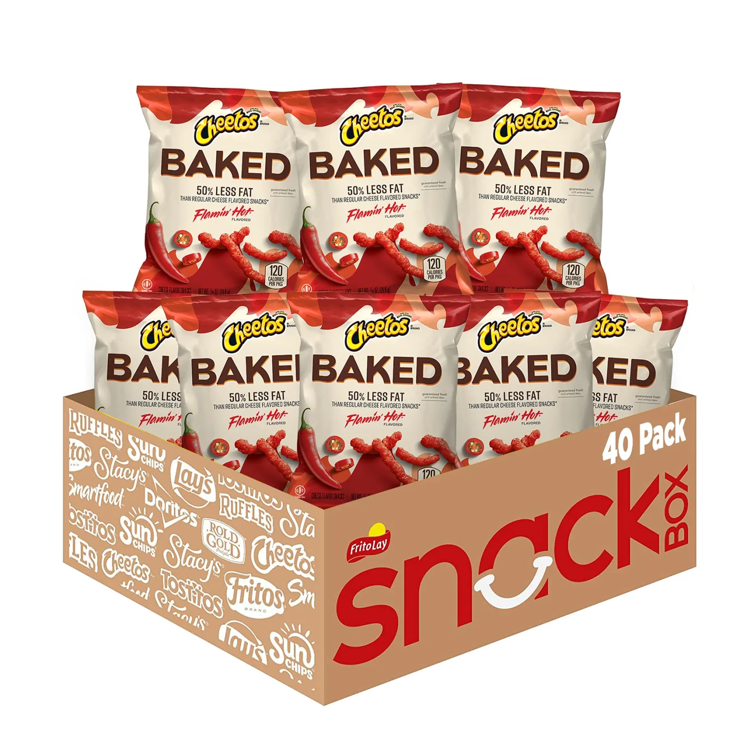 Baked, Cheetos Crunchy Flamin' Hot, 0.875 Ounce (Pack of 40)