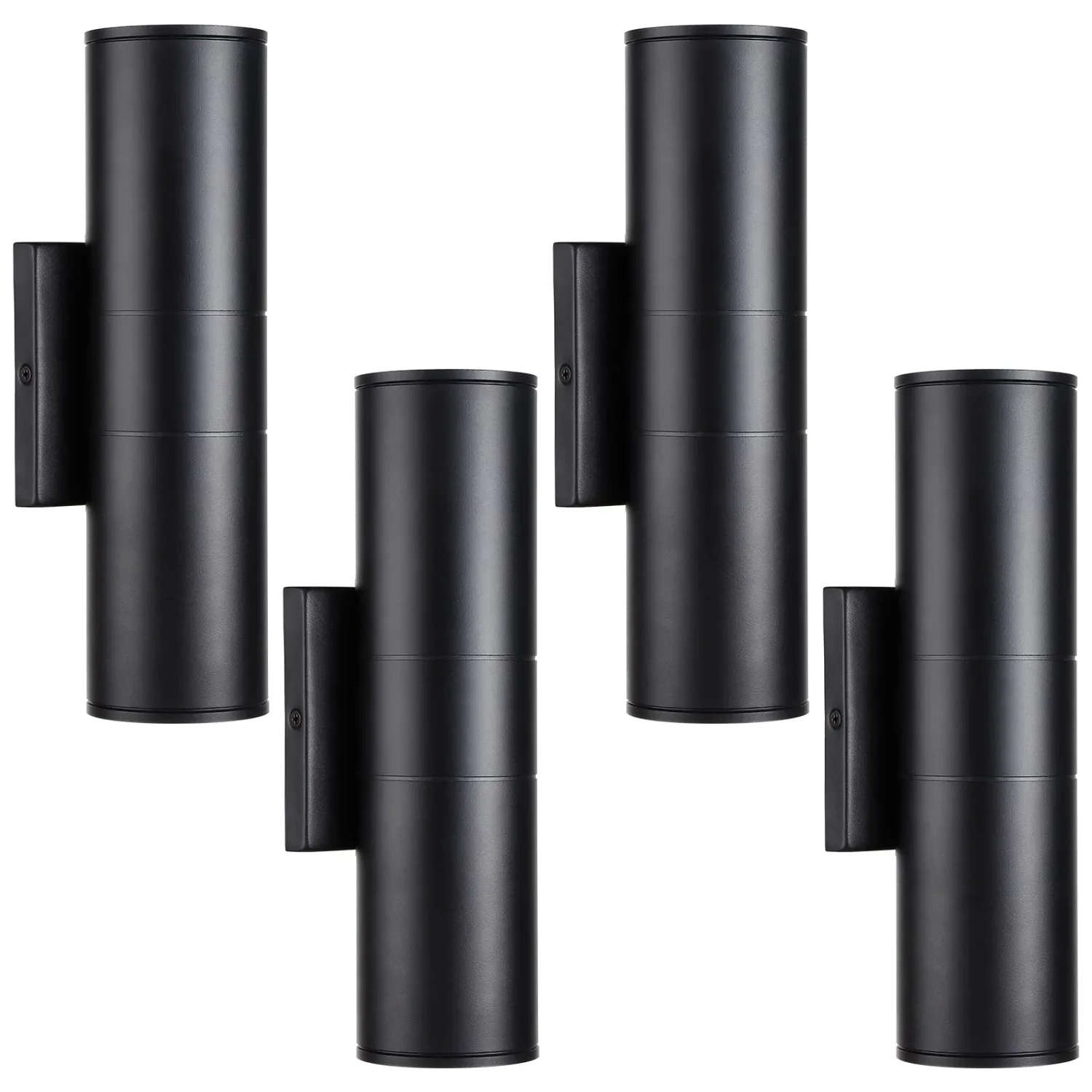 LEONLITE Integrated LED Cylinder Up Down Wall Light Outdoor, 100V-277V 20W Aluminum Waterproof High-end Wall Sconce in 2 Lights, ETL-Listed Exterior Front Door Porch Light, 3000K Warm White, Pack of 4