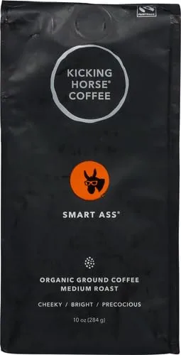 Kicking Horse Coffee, Smart Ass, Medium Roast, Ground,Certified Organic, Fairtrade, Kosher Coffee, 10 Ounce (Pack of 1)