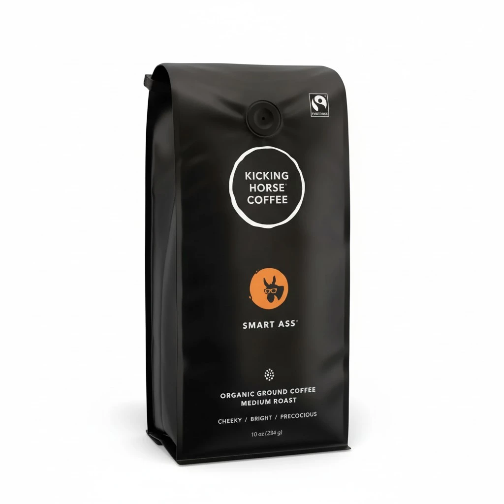 Kicking Horse Coffee, Smart Ass, Medium Roast, Ground,Certified Organic, Fairtrade, Kosher Coffee, 10 Ounce (Pack of 1)