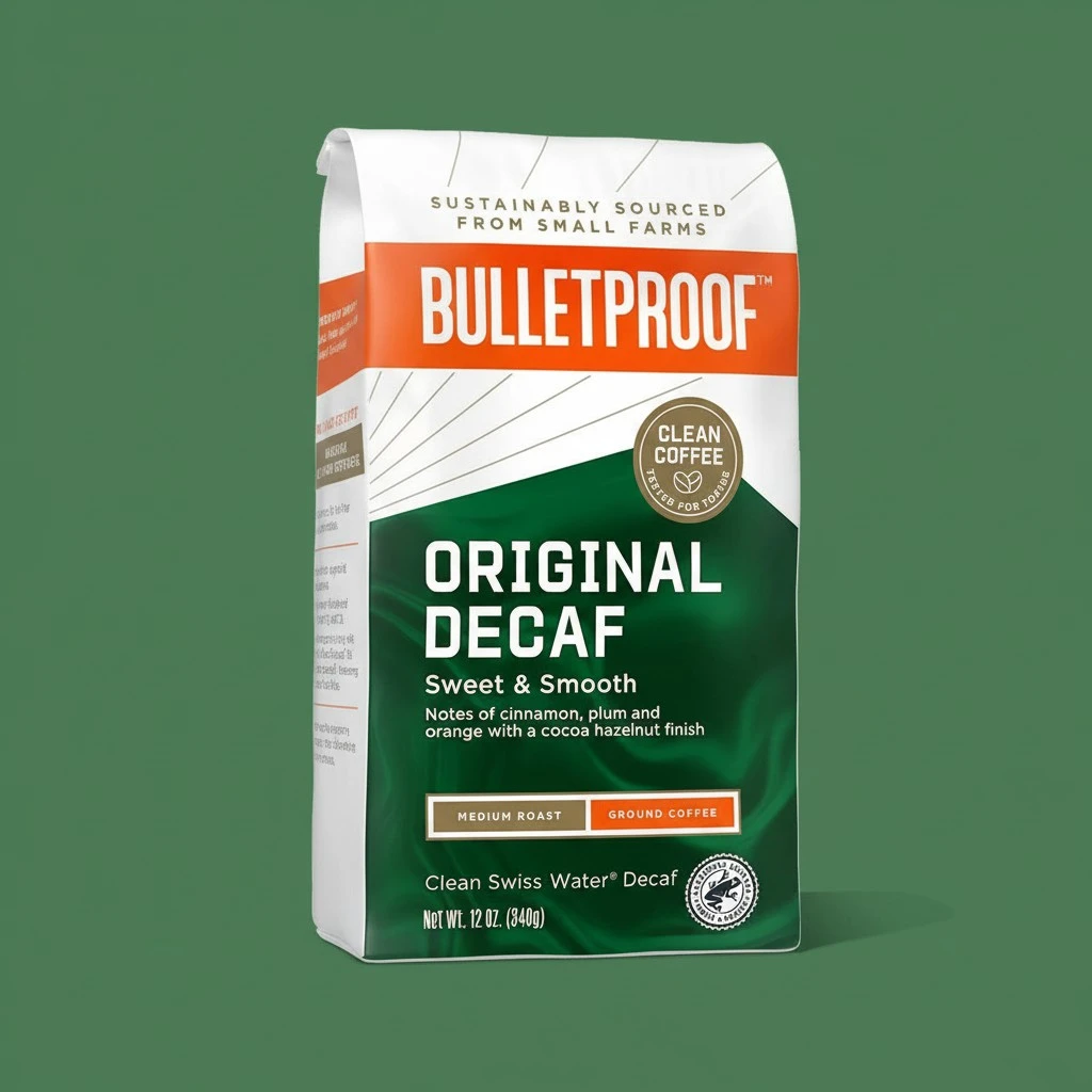 Bulletproof Original Medium Roast Ground Decaf Coffee, 12 Ounces, 100% Arabica Coffee Sourced from Central and South America