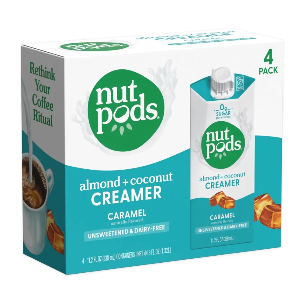 nutpods Caramel Coffee Creamer - Unsweetened Non Dairy Creamer Made from Almonds and Coconuts - Keto Creamer, Whole30, Gluten Free, Non-GMO, Vegan, Sugar Free, Kosher (4-Pack)