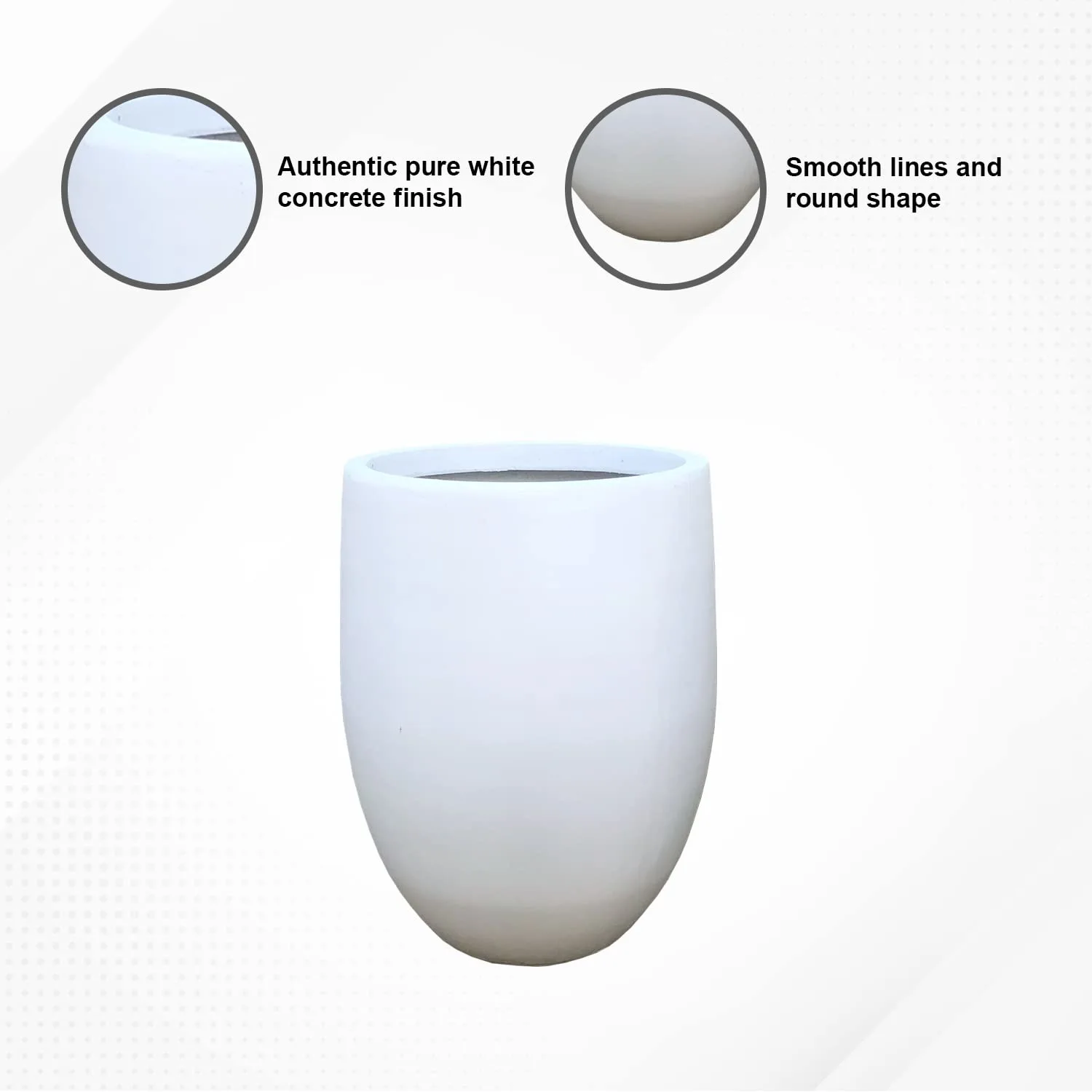 Kante Lightweight Concrete Outdoor Round Bowl Planter, 21.7 Inch Tall, Pure White