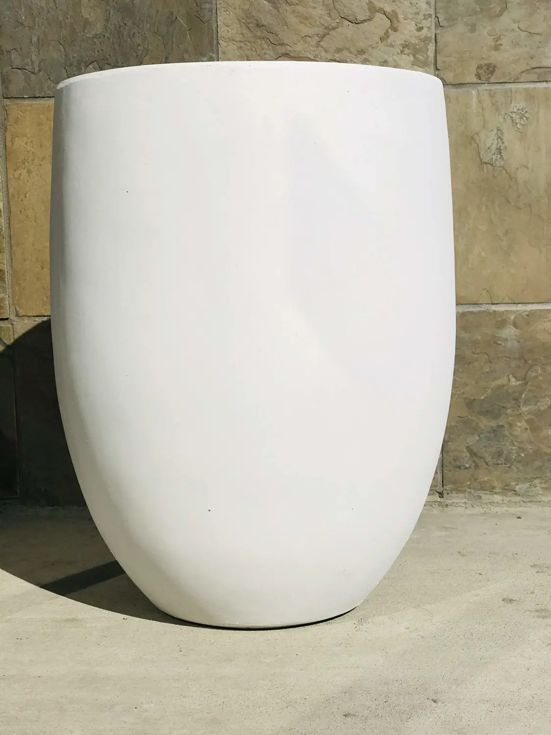 Kante Lightweight Concrete Outdoor Round Bowl Planter, 21.7 Inch Tall, Pure White